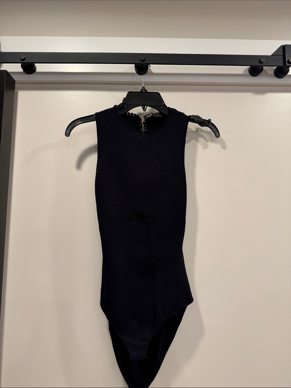 Maje Black Sleeveless High-Neck Bodysuit